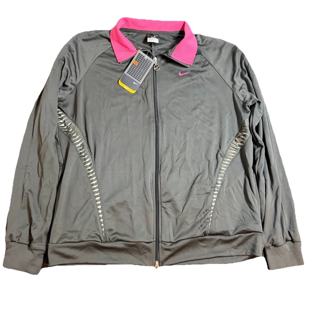 NWT Womens Nike 178866 060 Zip Up 2006 Dark Grey Hot Pink Warm Up Jacket XXL